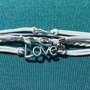 Five-Piece Braided Spiritual Message “Love” Bracelet - White | Silver